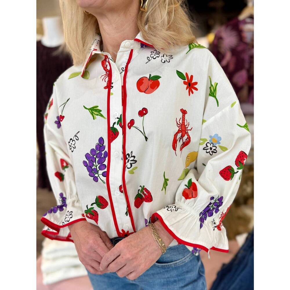 NEW FATE the lobster picinic blouse in cream multi - Picture 2 of 2